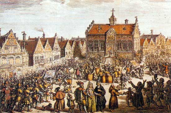 In 1470 kwamen vissers, wevers en turfvullers bijeen op de Rode Steen in Hoorn.
