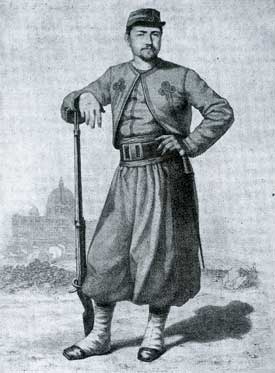 Portret van de Zouaaf Pieter Jong uit Lutjebroek.