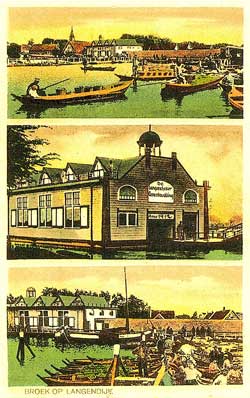Ansichtkaart van de oudste groenteveiling ter wereld: de Broeker Veiling uit 1887.