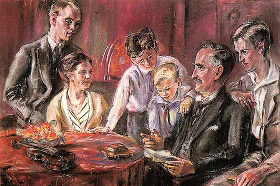 Huiselijk tafereel van de Alkmaarse familie Boeke.