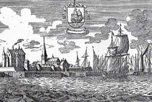 Gravure van Medemblik uit omstreeks 1650.