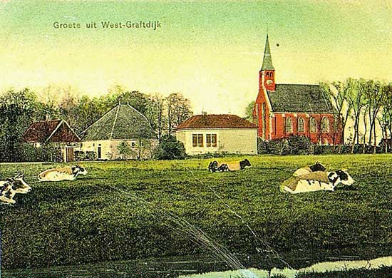 Ansichtkaart van West-Graftdijk.