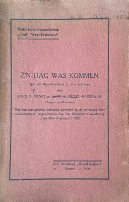 Omslag van toneelspel &lsquo;Z'n dag was kommen&rsquo;.