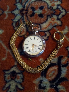 Zakhorloge met 24 karaat gouden ketting (1895), cilinderhorloge ca. 1910.