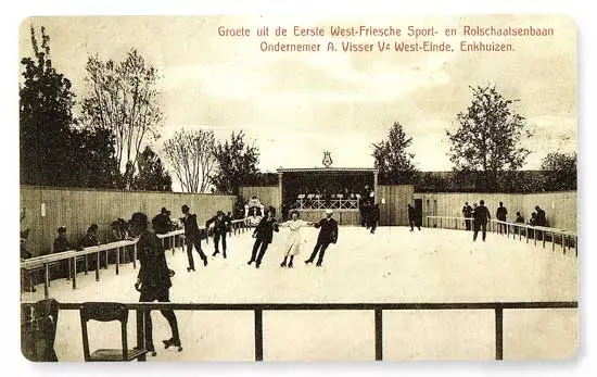 In Enkhuizen had Abram Visser omstreeks 1910 aan het Westeinde een rolschaatsbaan geopend.