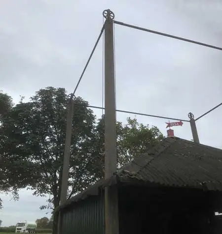 Betonnen palen compleet met wieltjes en ijzerwerk.