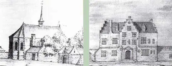 Tekening van het Sint Agnietenklooster te Hoorn.