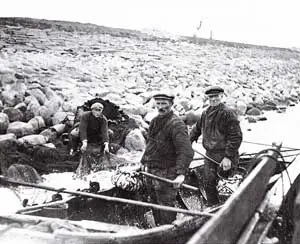 Foto uit 1926 van Jaap Edam, Willem Vink en Klaas de Hart, vissers uit Scharwoude.