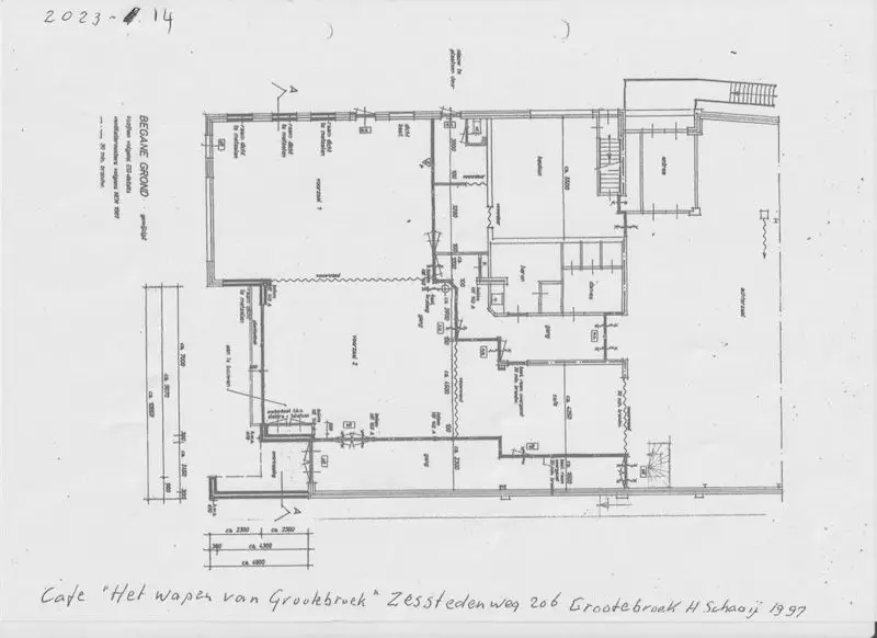 Plattegrond Het Wapen van Grootebroek, verbouwing 1997, ten tijde van Hans Schaay.