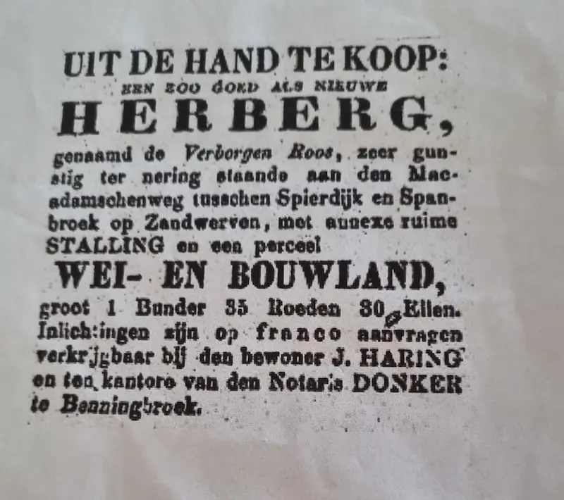 Advertentie in het Algemeen Weekblad van 26 februari 1862.
