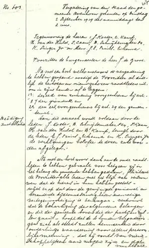 Fragment van de notulen van de eerste gemeenteraadsvergadering van Avenhorn.