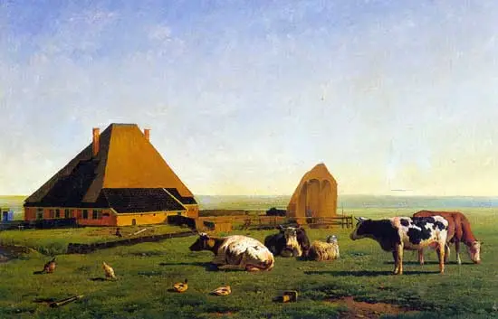 In 1861 schilderde W. Kooiman deze stolpboerderij in de buurt van Enkhuizen.