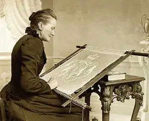 Foto uit 1904 van de Hoornse kantwerkster Maartje Bakker uit Abbekerk.