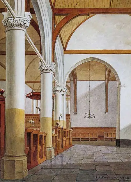 Op de plaats waar Claes Molenaer uit Hoorn in 1426 een Mariabeeld had zien zweven, werd een godshuis gebouwd.