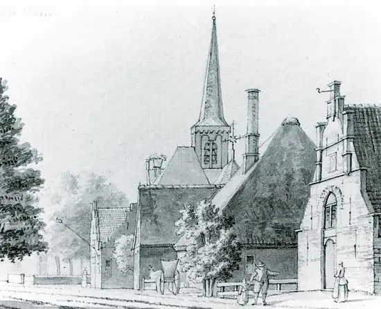 Dorpsgezicht van Hem uit 1740, getekend door Abraham de Haen (1707-1748).