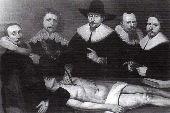 De anatomische les van Zacheus de Jager, een schilderij van Christiaen Coeuershof (ca. 1596-1659).