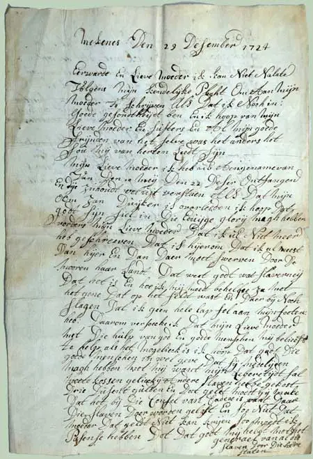 Brief van Jan Cornelisz. Dekker uit 1724.