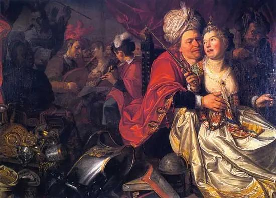 Het schilderij van de schilder Jacobus Waben (ca.1585-na 1634) is een zedenpreek tegen het werelds vermaak.