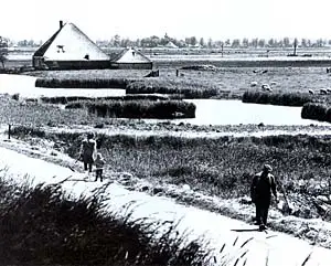 Een karakteristiek stukje dijk van De Vier Naarder Koggen.