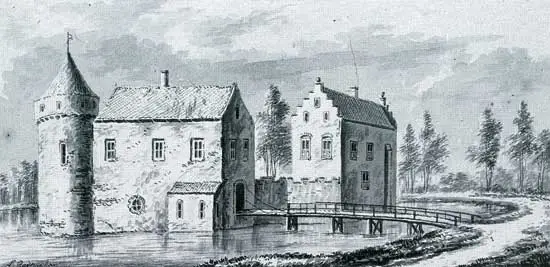 Het huis te Nuwendoorn, getekend door Abraham Rademaker (1675-1735).